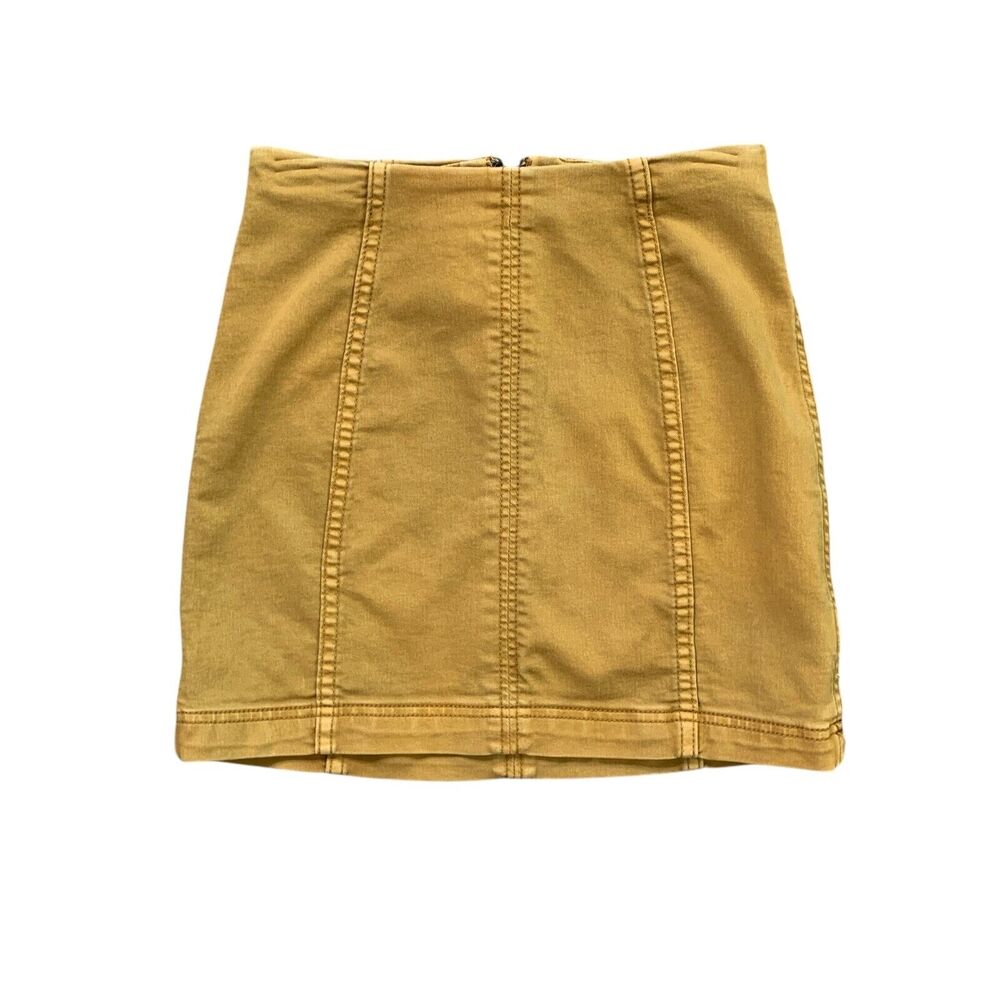 Free People Skirt Womens 0 Honey Cotton Blend Stretch Modern Femme Zip Back Mini